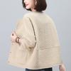 Abrigo corto con rombos para madre de mediana edad, uniforme de béisbol de primavera y otoño para mujer, top holgado informal de manga larga con cuello redondo