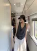 Chal de Estilo Coreano Relajado Ajuste Delgado para Mujer Verano 2025 Nuevo Estilo Estilo Perezoso Sin Mangas Tirantes Falso Dos Piezas Top