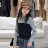 Calça Jeans Feminina de Cintura Alta com Botões 2026 Novidades de Outono Crianças de Tamanho Médio e Grande Calças Largas Soltas Calças de Corte Reto Calças Longas Infantis