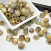 Resina Furo Grande Céu Estrelado Glitter Fino Sereia Contas Redondas Folheado a Ouro Flor de Jade Contas Cilindricas Contas Soltas Acessórios para Pulseira Colar