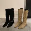 Botas western apiladas de estilo páramo para aumentar la altura para mujer, nuevas botas largas adelgazantes 2026, botas de montar de tubo alto Maillard