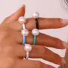 Moda Europeia e Americana Design Simples Popular Joia de Anel Aço Inoxidável Colorido Gotejamento de Óleo Anel de Contas Pão Cozido no Vapor para Mulheres