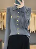 Cárdigan de Lana Cardada Fina de Doble Capa con Bordado de Escarabajo para Mujer, Diseño Versátil para Primavera y Otoño, Tejido Simple