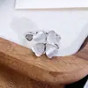 Serie Trébol Colorido Anillo Abierto Completo de Circonita Diamantada Fresco Nicho de Lujo Ligero Anillo de Gama Alta