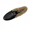 Sapatos Femininos Estilo Francês com Lã, Novo Modelo 2025, Bico Quadrado, Salto Escondido, Mocassins de Corte Profundo, Sapatilhas Quentes Peludas Estilo Britânico