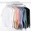 250g Retrô Japonês Americano Triângulo Invertido Gola Redonda Algodão Pesado Espesso Branco Solto Masculina e Feminina Manga Longa Camiseta Tendência