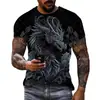 Europa y Estados Unidos verano transfronterizo nuevo comercio exterior hombre Amazon Camiseta 3D estampado animal cuello redondo manga corta Camiseta