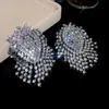 Exagerados aretes de lujo nuevos con adornos de diamantes completos, modernos y elegantes, súper brillantes, diseño único, aretes de nicho