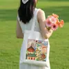 Bolsa de Lona com Ilustração de Cidade, Bolsa Tote de Lona Chinesa Excepcional, Bolsa de Compras Ecológica Personalizada de Grande Capacidade, Bolsa de Pano para Check-In de Atrações Turísticas