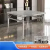 Mesa de Comedor Plegable de Acero Inoxidable Engrosada, Mesa para Barbacoa, Mesa de Comedor para el Hogar, Mesa para Escribir y Estudiar, Mesa Cuadrada Portátil para Montaje de Puestos