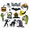 Novo Halloween Bruxa Morcego Bordado Pano Adesivos Abóbora Remendo Adesivos Horror Casa Assombrada Gato Preto Traje Acessórios de Decoração