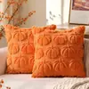 Funda de almohada de felpa con diseño de calabaza para decoración de sofá de sala de estar de otoño, extraíble y lavable