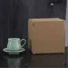 Juego de taza y platillo de cerámica vidriada para café transfronterizo, taza pequeña estilo americano vintage, taza de té hecha a mano creativa, juego para el té de la tarde