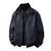 Otoño Nuevo Estilo Chaqueta de Cuero Estilo Retro Americano para Hombre Moda Tendencia Cuello Alto Cuero PU Moda para Pareja Ropa de Abrigo