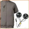 Roupas de Trabalho Casuais de Verão Resistentes ao Desgaste, Coletes Respiráveis com Ar Condicionado de Verão para Homens e Mulheres, Roupas com Ventilador de Ar Condicionado, Conjunto de Tops de Manga Curta