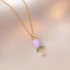 Colar para Mulheres, Design de Tulipa com Zircônia de Celebridade da Internet, Pingente Colorido de Nicho, Corrente para Clavícula, Colar Elegante para Socialites Venda por Atacado