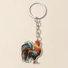 Llavero de pollo de mascota con impresión de color acrílico americano, colgante de coche para fiesta, regalo para hombres y mujeres