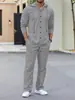 2025 Nuevo Amazon Sudadera con Capucha de Manga Larga Conjunto Lino Otoño Holgado Casual Algodón Lino Cárdigan Camisa
