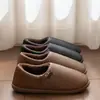 Pantuflas de Algodón Impermeables de PU para Hombre Invierno Nuevo Estilo Hogar Interior Antideslizantes Cálidas Cómodas Pareja Pantuflas de Algodón de Espalda Cerrada para Mujer