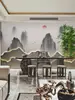 Nuevo papel tapiz de rocalla estilo chino 8D pantalla de bambú mesa de centro restaurante restaurante pared de fondo decoración oficina sala de té pared