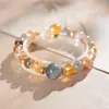 Pulsera de Cristal con Perlas de Cristal Natural Optimizada Pulsera Versátil de Nicho Joyería de Moda de Lujo Ligero Venta al por Mayor para Mujeres