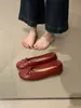 Sapatilhas estilo francês com laço para mulheres, sapatos vermelhos sem cadarço, mocassins casuais simples de sola macia