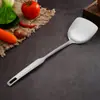 Espátula de Acero Inoxidable Espátula para Saltear de Cocina Doméstica Cuchara Ranurada Cucharón Colador Mango de Madera Utensilios de Cocina Anti-quemaduras