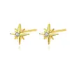 Pendientes Yuanfan de Plata de Ley S925 con Diseño de Ráfaga de Estrellas Microincrustados, Pendientes de Diseño Personalizado Simples y Exquisitos Europeos y Americanos para Mujer, En Stock Transfronterizo