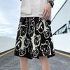 Shorts com Estampa de Urso Masculino Verão Fino Reto Solto Roupa Exterior Esportivo Moderno Shorts de Praia Casual Calças de Comprimento Médio