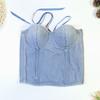 Europeia e americana cross-border Amazon lace-up beleza costas cintura apertada Denim vest-style outerwear sutiã boate banquete tubo top