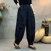 Nuevos Pantalones de Mamá Estilo Étnico Primavera y Otoño, Pantalones de Linterna Bordados Vintage, Pantalones de Algodón y Lino Sueltos Adelgazantes para Mujer, Pantalones Harem Casuales