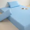 Lençol de Cima Estilo Novo Sem Costura Cobertura de Cama Hotel Cor Sólida Protetor de Colchão à Prova de Poeira e Manchas Lençol de Cama Envio Transfronteiriço