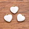 7 Cores 10x11mm Aço Inoxidável Dourado Esmalte Dupla Face DIY Pingente em Forma de Coração Charme Geométrico Feito à Mão