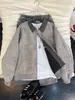Chaqueta de Suede Color Block Desgastado para Uso Diario, Estilo Informal para el Trabajo y al Aire Libre, Estilo Pareja Primavera Otoño, Streetwear de Gama Alta, Estilo Coreano