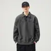 Sudadera retro americana de peso pesado 380g para hombre, polo casual de manga larga para otoño para hombre, nuevo top holgado para hombre 2026