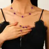 Pendientes de botón, anillo, pulsera, collar de Flor de la Suerte Europea y Americana, Juego de Joyería, Moda para Mujer, Juego de Cuatro Piezas, Joyería de Hierba de Cinco Pétalos