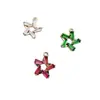 Cobre Chapado en Oro Conserva el Color Zircón Microincrustado Estrella de Cinco Puntas 3D Colgante Hecho a Mano DIY Colgante de Collar Pulsera Encanto Pequeño