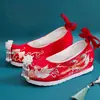 [Qingluan] Novos Sapatos Hanfu Primavera/Verão 2022, Estilo Tradicional Chinês, Salto Escondido, Solado Anabela, Sapatos de Tecido Bordados para Mulheres