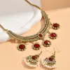 Traje de joyería retro europeo y americano de perlas y rubíes, collar y pendientes exagerados de cuentas de gota de agua transfronterizos, joyería estilo indio