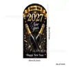 Fondo de Arco de Año Nuevo 2027 Feliz Año Nuevo Reloj Retro Tela Colgante Arqueada Tela de Fondo para Cuenta Regresiva de Nochevieja