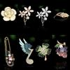 Broche Transfronterizo Nuevo Elegante Ojo de Gato Diamantes de Imitación Flor Espiga de Trigo Exquisito Pin para Abrigo Suéter Abrigo Accesorios Elegante Pecho