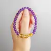 Pulsera de Amatista Natural Uruguay Nueve Fuego Púrpura Pulsera de Piedra Púrpura Citrino para la Fortuna Cuentas de Transferencia