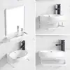 Lavabo de cerámica tamaño pequeño lavabo de esquina para baño lavabo de pared para balcón soporte de acero inoxidable hogar