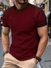 Camiseta Nova Masculina Transfronteiriça Verão Amazon Casual Moda Esportes Combinação de Cores Gola Redonda Básica Manga Curta