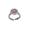 Moda Coreana e Japonesa Anel Aberto Redondo Totalmente Cravejado de Diamantes de Luxo Leve para Mulheres, Acessórios de Anel de Dedo Indicador Super Brilhantes Versáteis Únicos Venda por Atacado