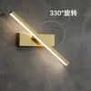 Luz de gabinete de espejo de baño moderna creativa transfronteriza, luz frontal de espejo, lámpara de pared LED simple de tira larga de ambiente para mesita de noche de dormitorio