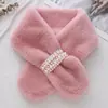 Cachecol Mao Mao Outono e Inverno Fofo Coreano Pérola Branca Universal Quente para Pescoço Meninas Pelúcia Cor Sólida Cachecol em estoque