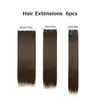 Peças de Peruca Europeias e Americanas Transfronteiriças em Estoque 16 Cartões Conjunto de 6 Peças de Extensões de Cabelo Fibra Química Cabelo Longo Reto Feminino Extensões de Cabelo com Clipe Conjunto