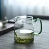 Taza de Gongdao de Vidrio Luna Creciente con Filtro Mar de Té de Vidrio Espesor Alto Vidrio de Borosilicato Gran Capacidad Asa de Color Separador de Té Tetera Verde