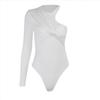 Mono Tejido Blanco de un Hombro Amazon Primavera 2024 Ropa Europea y Americana Moda Sexy Tops Casuales para Mujer
